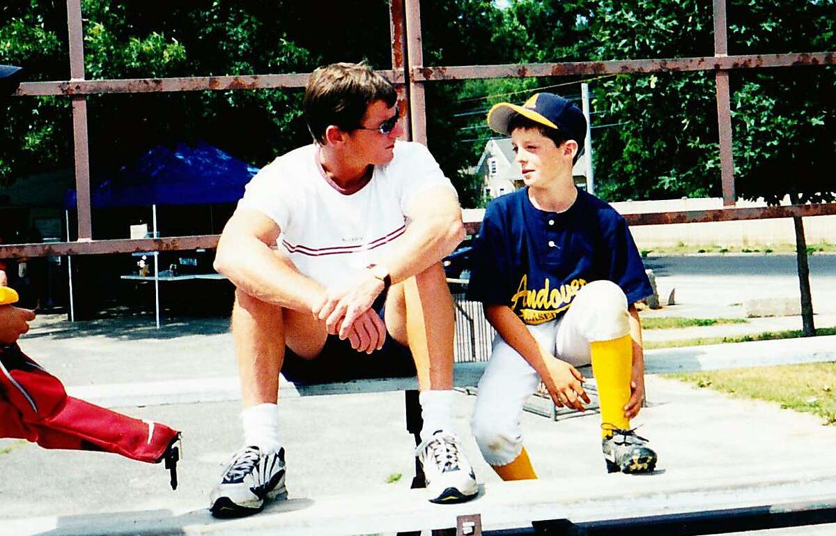 Giants outfielder Mike Yastrzemski, as a Little Leaguer, with his dad Michael.