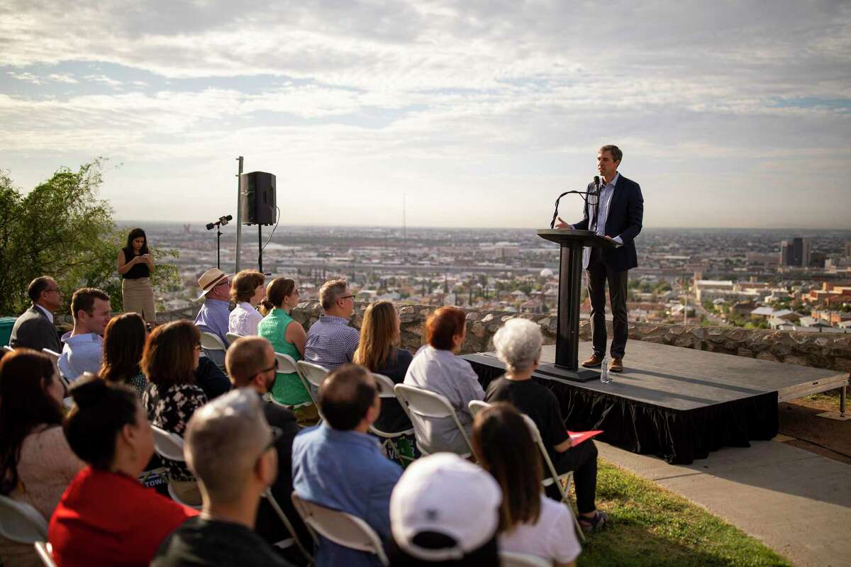 Beto O'Rourke, a Democratic presidential hopeful, gives a speech in El Paso, Texas, on Thursday, Aug. 15, 2019. After the shooting in El Paso, O’Rourke decided to abandon his focus on early primary states and would now plan his political activities around confronting the president over immigration and gun control. (Ivan Pierre Aguirre/The New York Times)