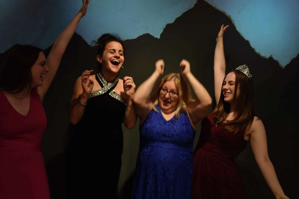 “Is There Life After High School?” is onstage at The Little Theater in Newtown, Sept. 27 through Oct. 19. From left are Amy Strachan, Emily Volpintesta, Stefanie Rosenberg and Simone Matusevice.