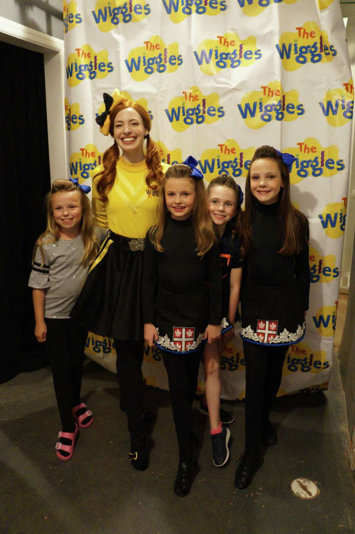 Emma Wiggle with Ashurst Academy dancers Vivian Eaton (Newtown), Caroline Morneau (Danbury), Lucy Lowman (Ridgefield) and Adeline Gibowicz (Danbury)
