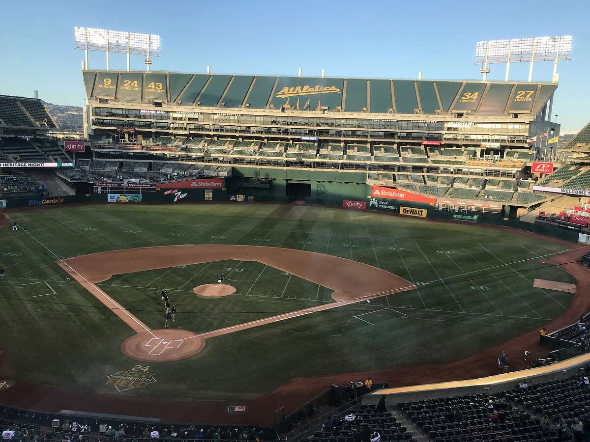 The Coliseum field Monday evening showed signs of the Raiders' game Sunday but was perfectly playable in time for the A's game against the Royals.