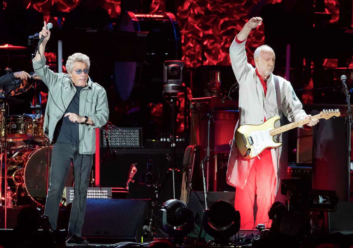Roger Daltrey, left, and Pete Townshend of The Who perform at Fenway Park on Friday, Sept. 13, 2019, in Boston.