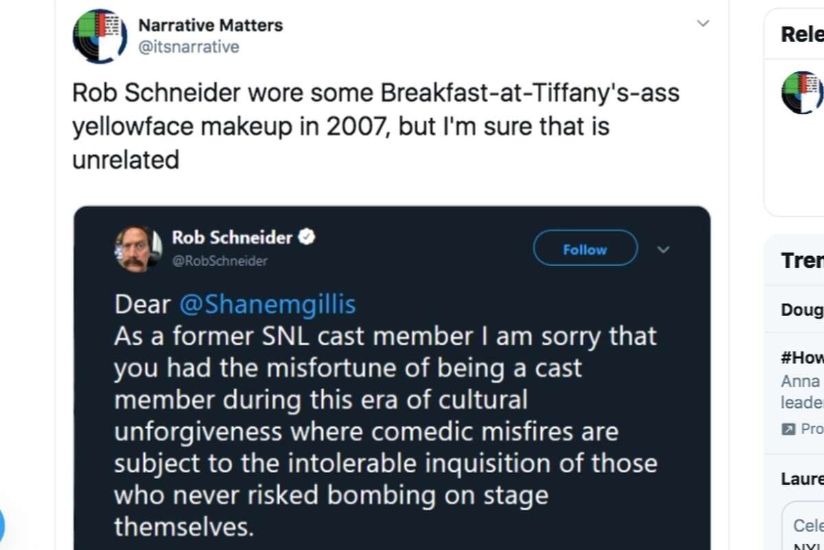 Actor and comedian Rob Schneider blamed 'cultural unforgiveness' for the firing of Shane Gillis from "Saturday Night Live" in recent comments on Twitter.