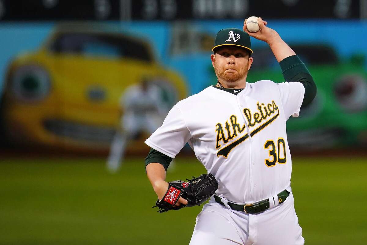 Brett Anderson #30 of the Oakland Athletics pitches during the first inning against the Kansas City Royals at Ring Central Coliseum on September 17, 2019 in Oakland, California. (Photo by Daniel Shirey/Getty Images)