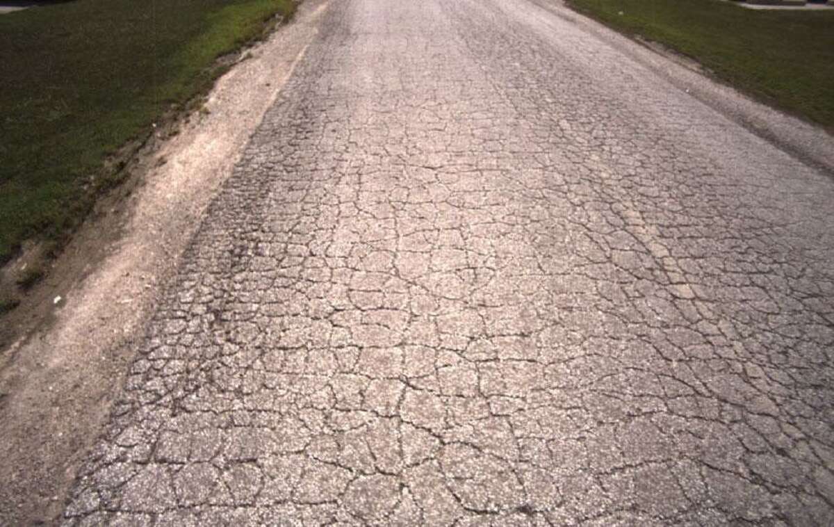 Example of a cracking road in very poor condition. (From Street Scan, road not in Wilton)
