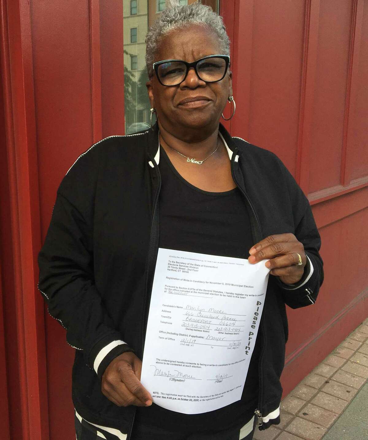 Marilyn Moore’s write-in document that was delivered Wednesday to the Secretary of the State.