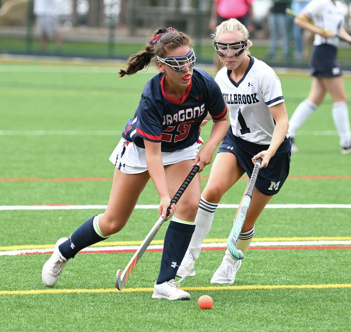 Junior Zoe Koskinas (Fairfield) scored five goals to lead Greens Farms Academy to an 11-0 win over Millbrook Saturday.