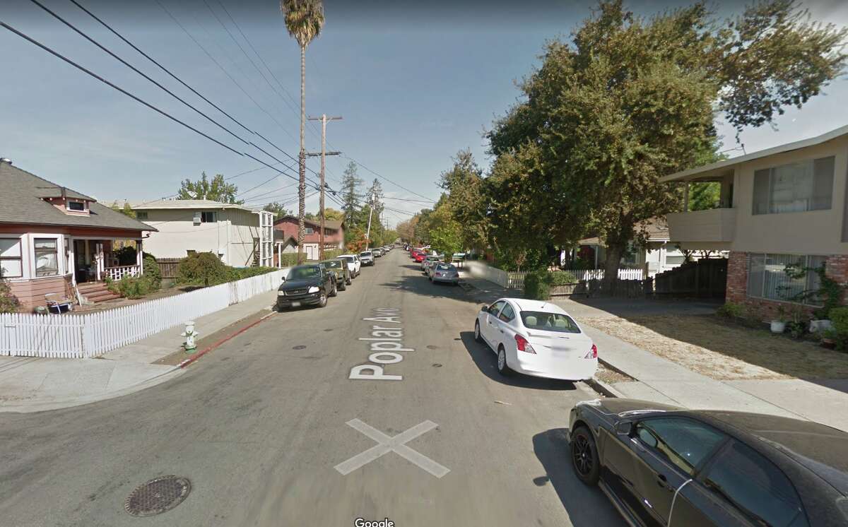 Google street view of the block in Redwood City where a police officer struck and seriously injured a pedestrian Wednesday morning.
