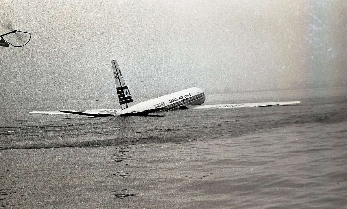 A Japan Airlines DC-8 with 107 passengers on board landed short of the runway, into San Francisco Bay near Coyote Point , November 22, 1968