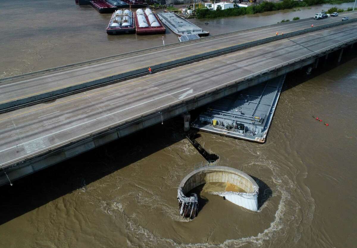 Interstate 10 at the San Jacinto River was shutdown after multiple barges collided with the bridge Friday, Sept. 20, 2019, in Houston.