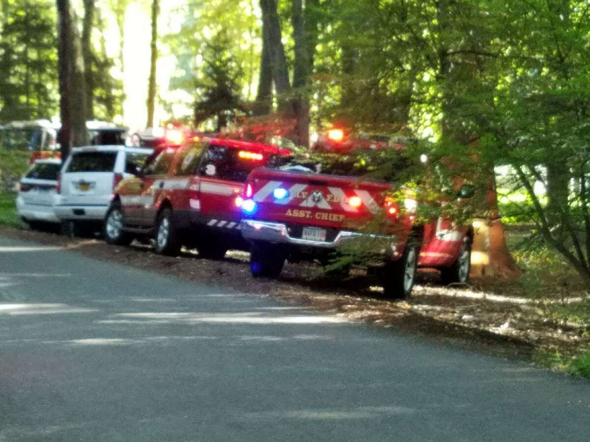 Tankers from multiple towns ferried water to the scene of a fire at 23 Father Peters Lane in New Canaan Friday afternoon, Sept. 20.
