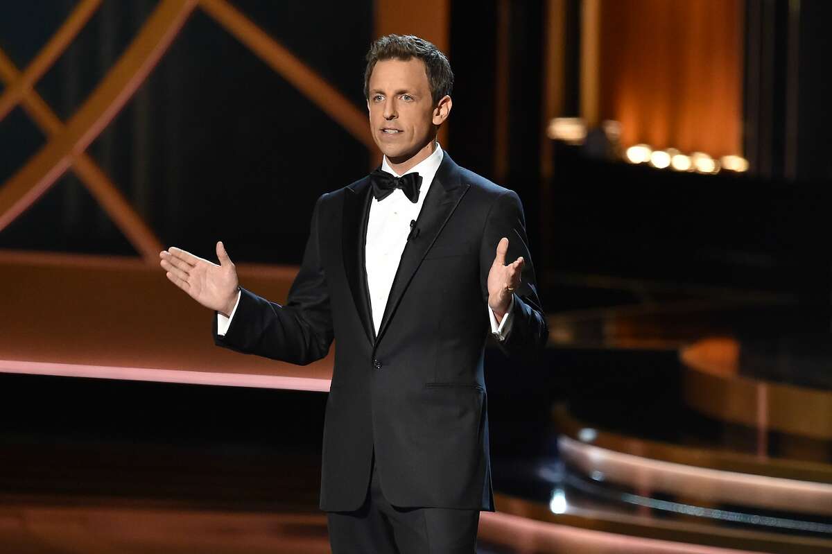LOS ANGELES, CA - AUGUST 25: Host Seth Meyers speaks onstage at the 66th Annual Primetime Emmy Awards held at Nokia Theatre L.A. Live on August 25, 2014 in Los Angeles, California. (Photo by Kevin Winter/Getty Images)