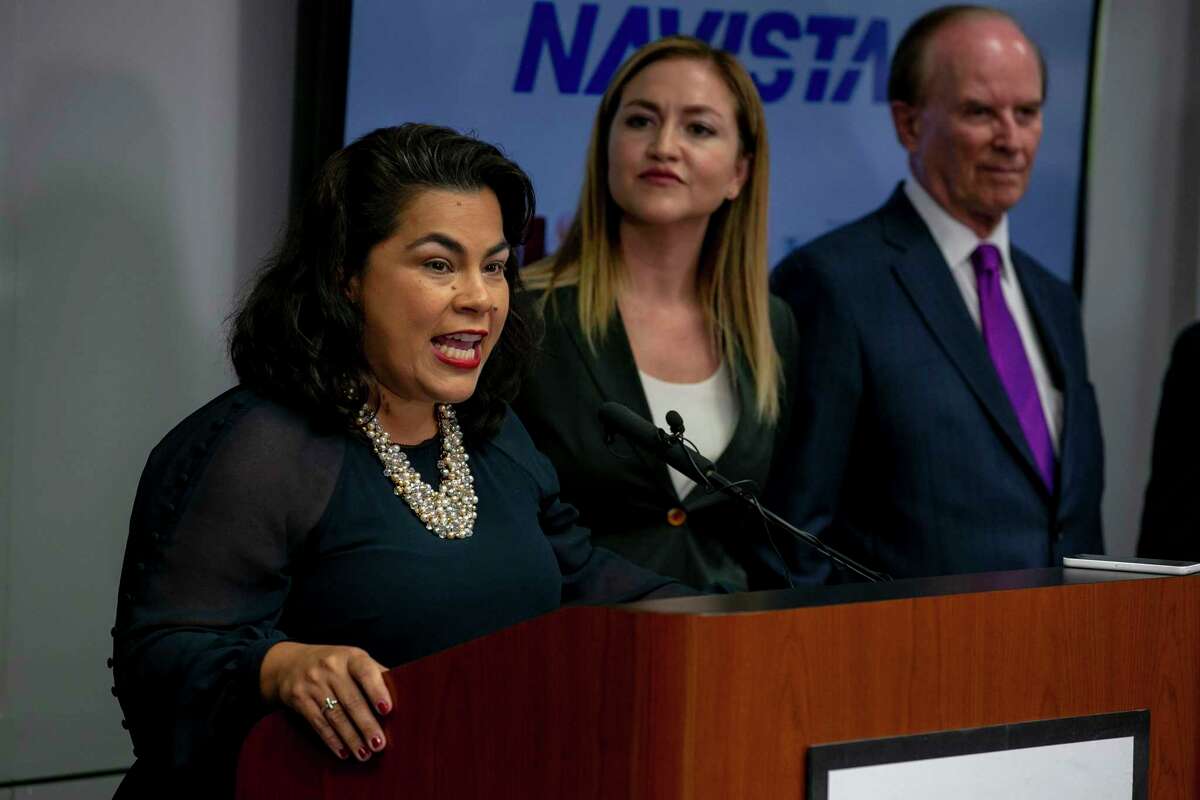 District 3 Councilwoman Rebecca J. Viagran speaks during a press conference about Navistar's plans for a new San Antonio manufacturing facility.