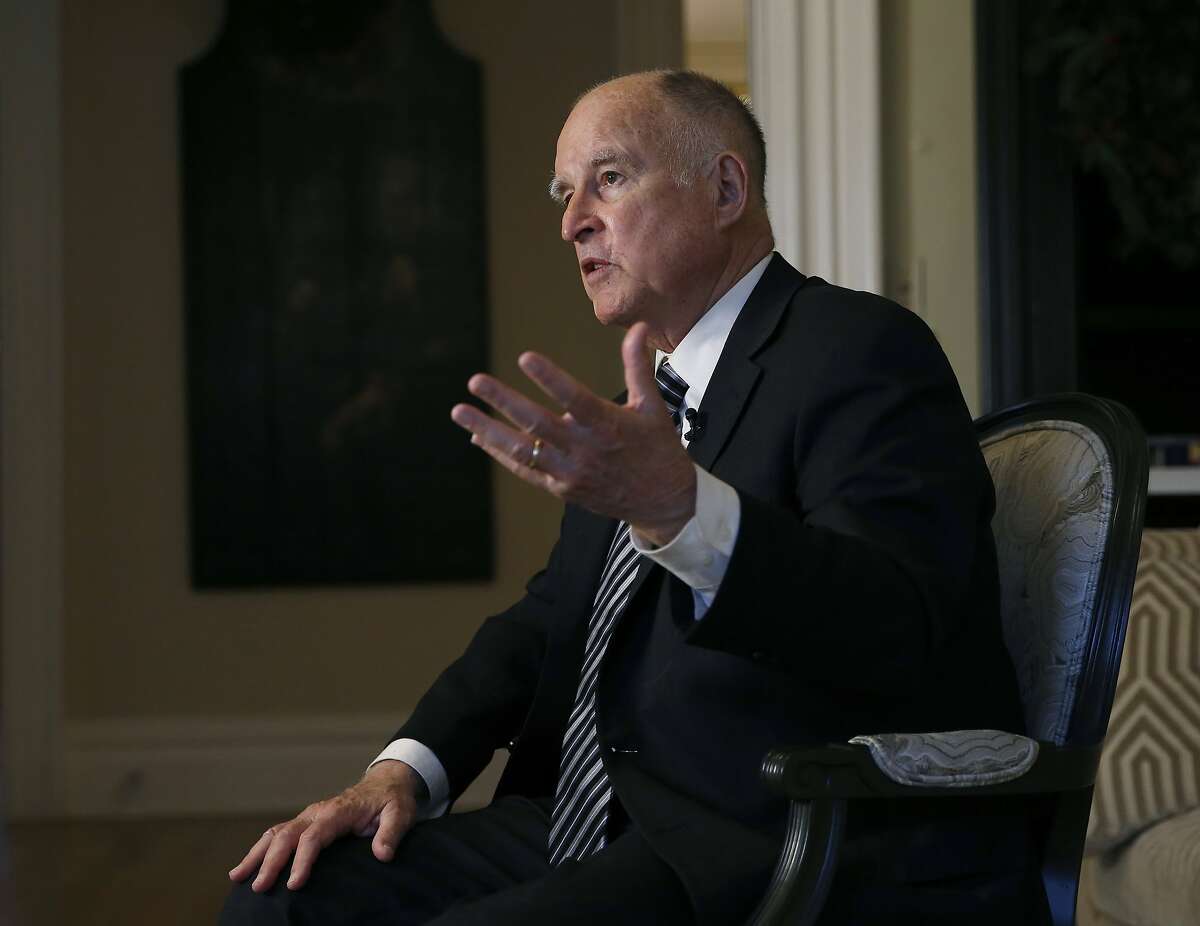In this Tuesday, Dec. 18, 2018 photo, California Gov. Jerry Brown discusses his time in the state's highest office during an interview with The Associated Press in Sacramento, Calif. Brown, a Democrat, will leave office Jan. 7 after serving a record four terms. (AP Photo/Rich Pedroncelli)