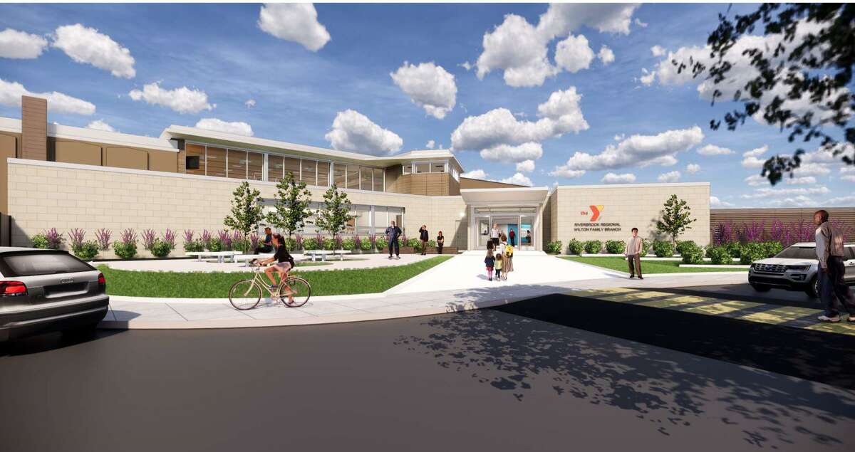 A rendering of the new front of the Riverbrook Regional YMCA in Wilton.