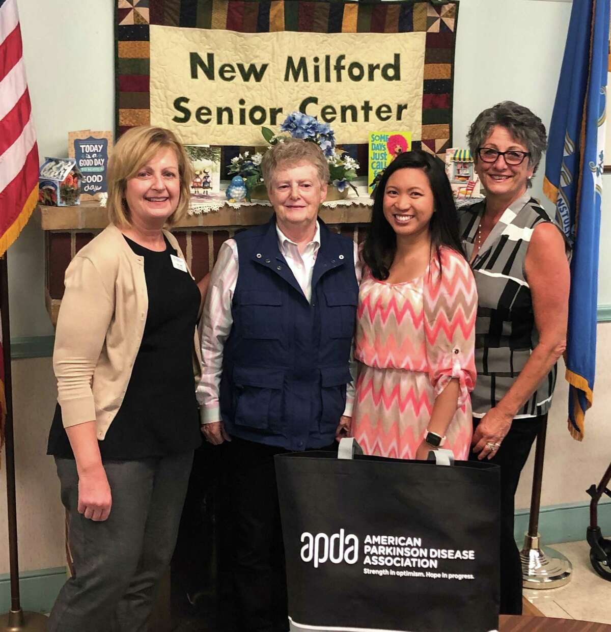 Bridgewater Municipal Agent Dawn MacNutt, second from left, will lead the new Parkinson's Support Group at the New Milford Senior Center. She is shown with, from left to right, Susan Lather, information and referral coordinator for the American Parkinson's Disease Association in Connecticut, senior center Program Coordinator and Assistant Director Jasmin Ducusin and Director Carolyn Haglund.