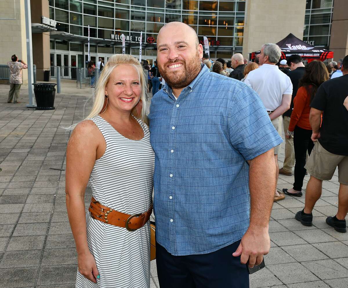 Fans outside the Phil Collins concert at the Toyota Center on Tuesday Sept. 24, 2019.