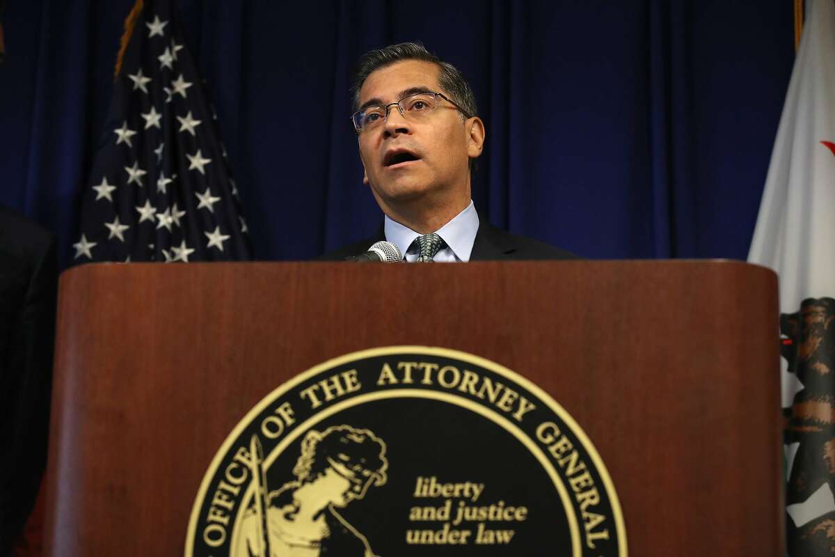California attorney general Xavier Becerra speaks during a news conference at the California justice department on September 18, 2019 in Sacramento, California. California Gov. Gavin Newsom, California attorney general Xavier Becerra and California Air Resources Board Chair Mary Nichols held a news conference in response to the Trump Administration's plan to revoke California’s waiver to establish vehicle emissions standards for greenhouse gas emissions and standards to require manufacturers to sell zero emissions vehicles. Under the federal Clean Air Act, California is allowed to set its own vehicle emissions standards that are at least as protective as the federal government’s standards. The state has received 100 waivers from the Environmental Protection Agency (EPA) for higher standards than federally mandated over the past 50 years. (Justin Sullivan/Getty Images/TNS)