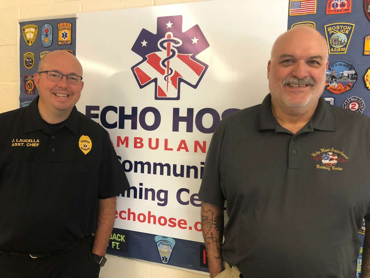 Echo Hose Ambulance Assistant Chief Joe Laucella, left, and Echo Hose Education and Paramedic Coordinator Patrick Lahaza at the training center, which will play host to a health fair Oct. 5.