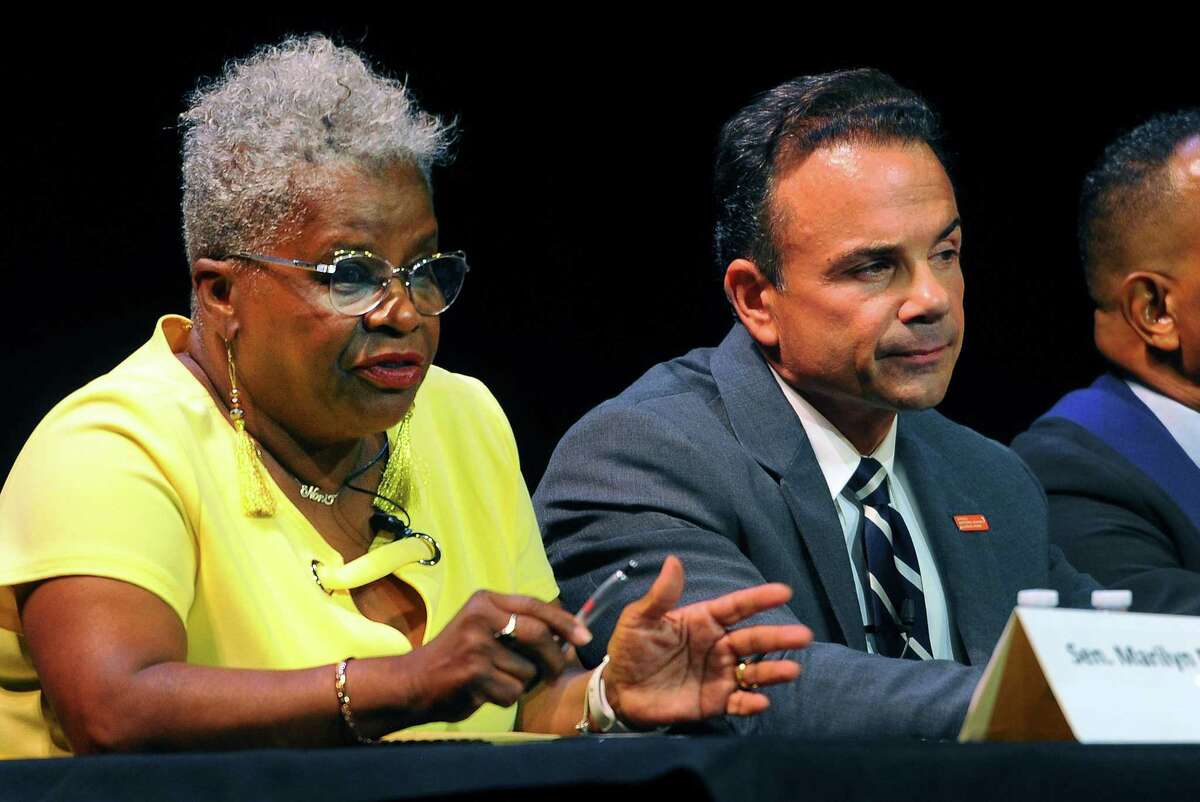 State Sen. Marilyn Moore, left, won the Bridgeport Democratic mayoral primary at the polls but lost to Mayor Joe Ganim, right, after absentee ballots were tallied.