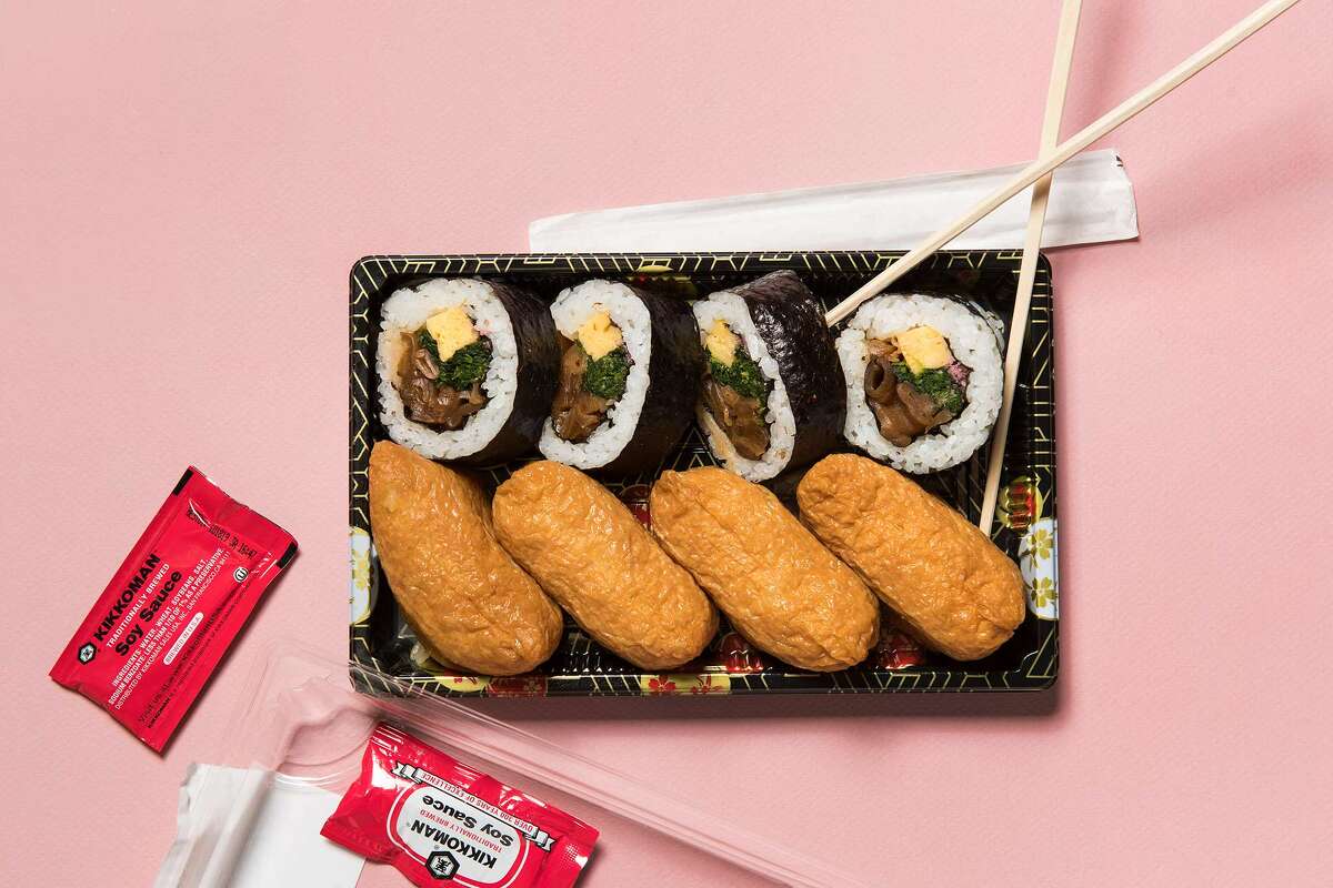 A sushi bento from Nijiya Market on Post Street in San Francisco's Japantown.