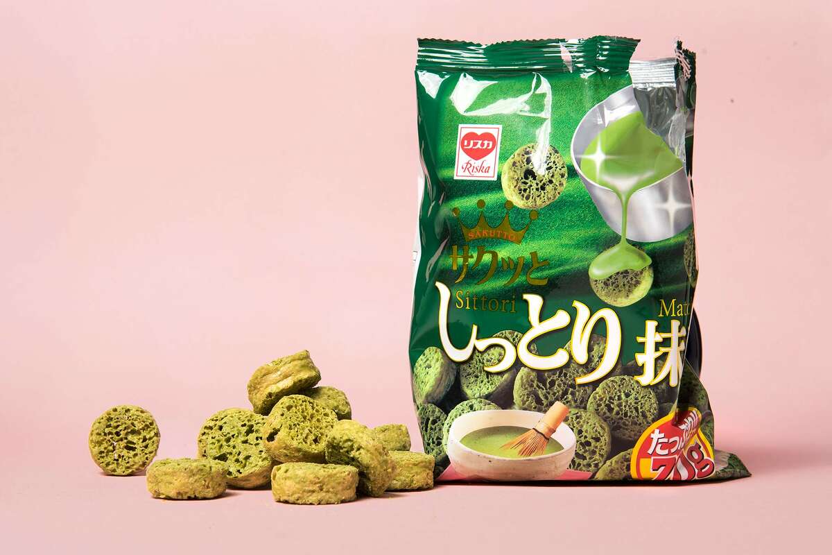 Matcha-flavored snacks from Nijiya Market on Post Street in San Francisco's Japantown.