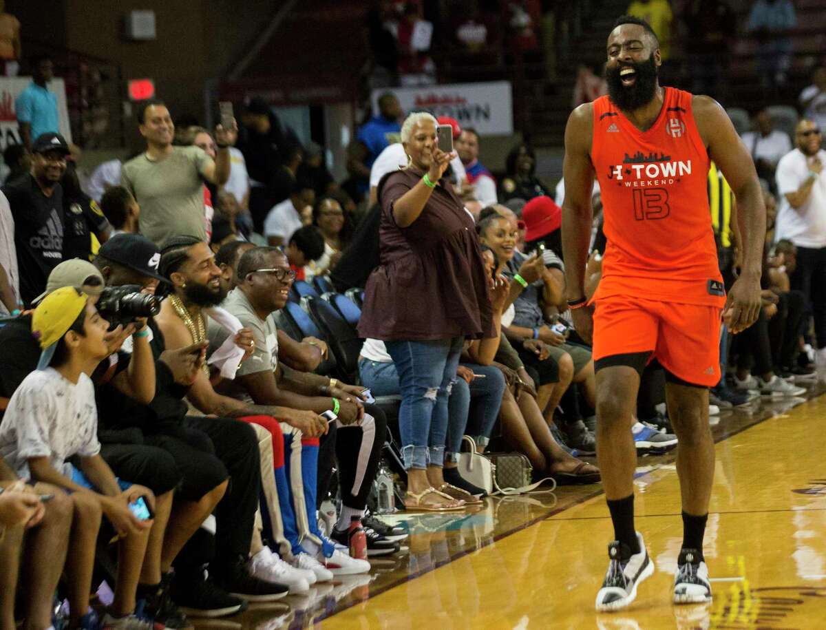 James Harden during the JH-Town Weekend charity basketball game in Houston.