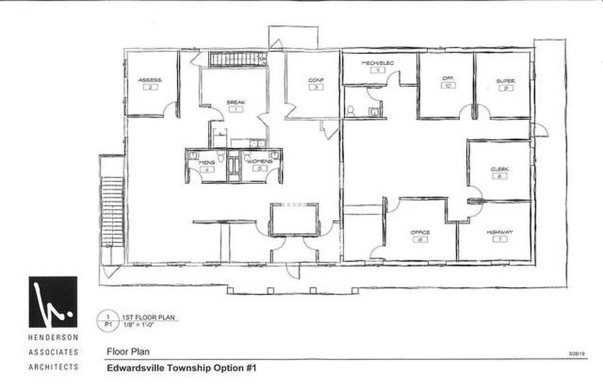 A copy of the Option #1 floor plan renovation that the Edwardsville Township Board of Trustees put out for bid.
