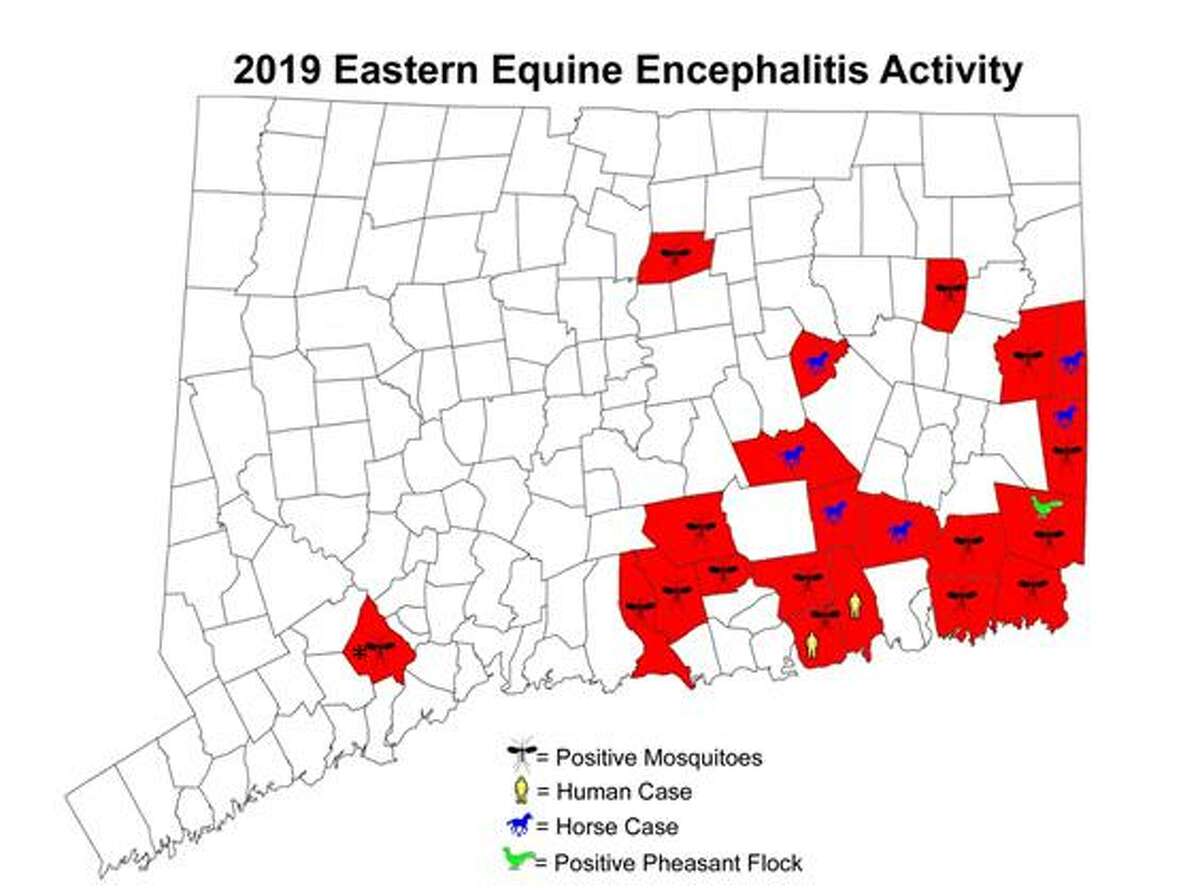 Although most of the positive tests for Eastern equine encephalitis are in eastern Connecticut, the presence of the mosquito-borne virus has been reported in Shelton.