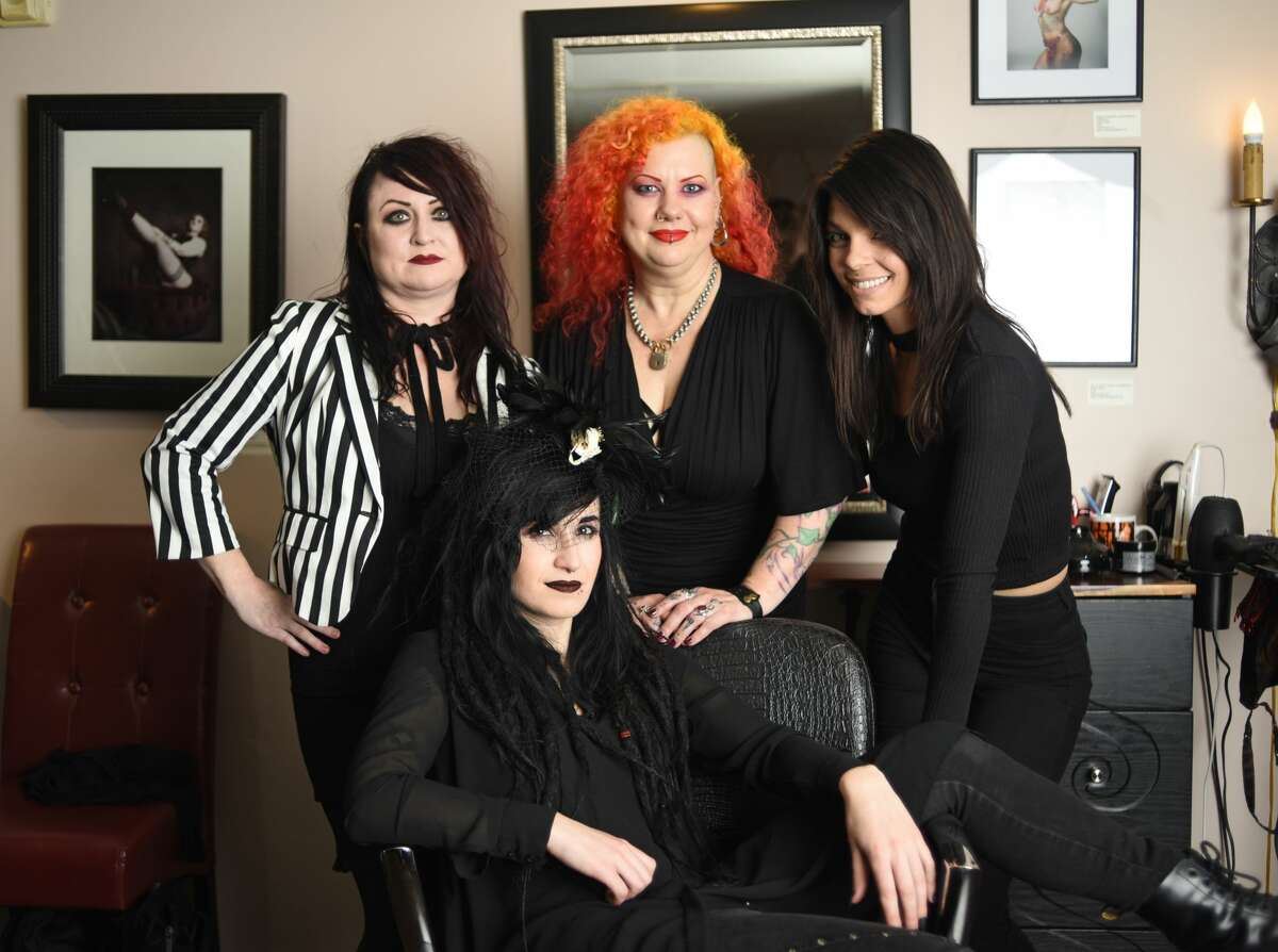 Some of the stylists of Hairetics, a kink-friendly hair salon in San Francisco just off Folsom Street.