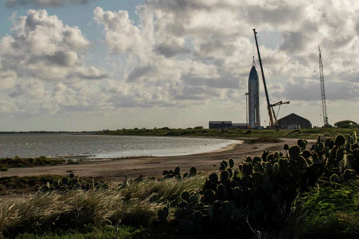 SpaceX's Starship Mk1 prototype already with the bottom and top halves joined on Friday, Sept. 27, 2019, in Boca Chica.