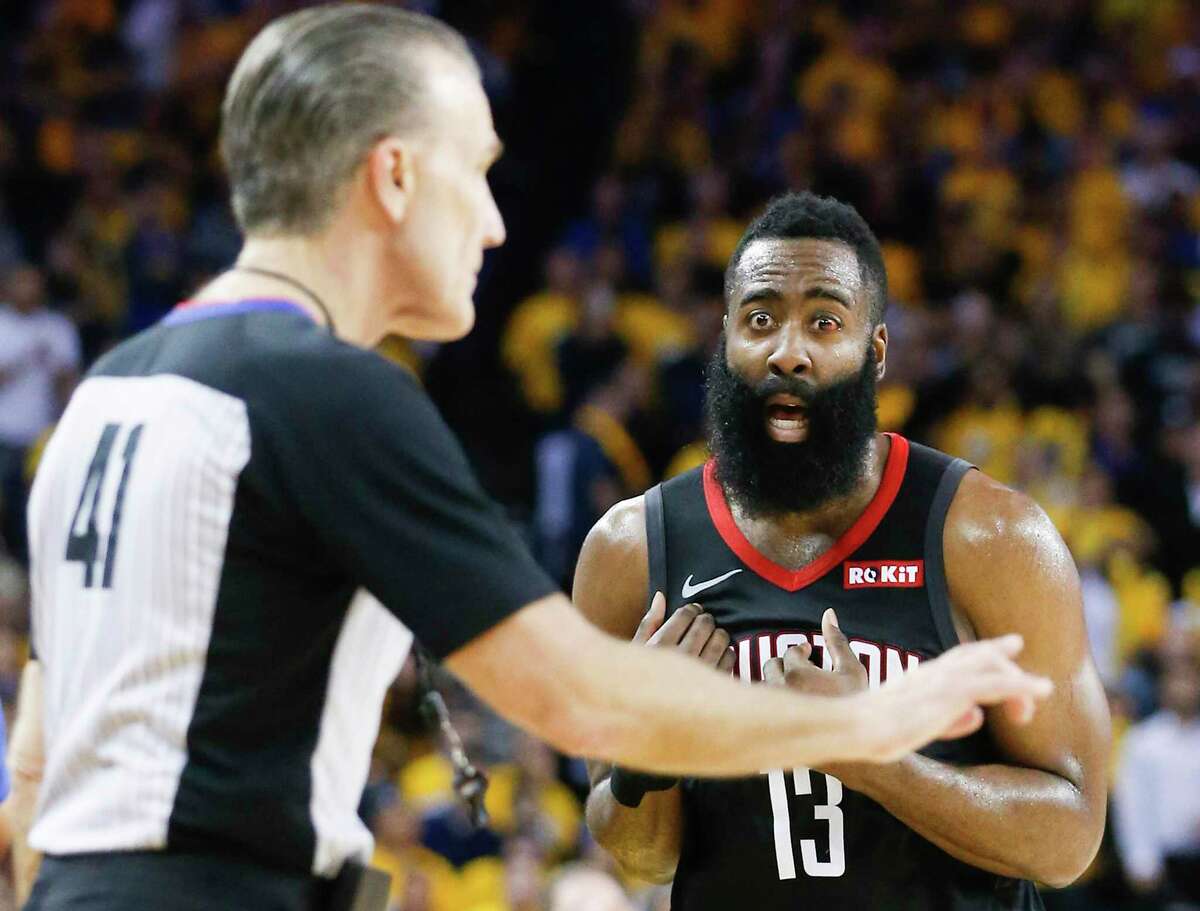 James Harden, reacting to a call by Ken Mauer in last season’s playoffs, shouldn’t have to explain his step-back 3 this year for potential traveling calls.