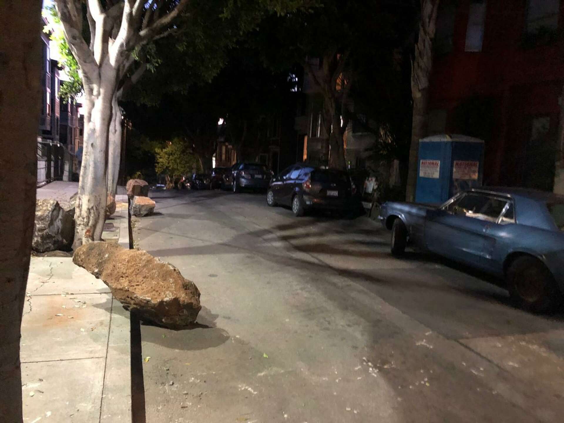 Boulders mysteriously rolled back into SF street amid homelessness dispute