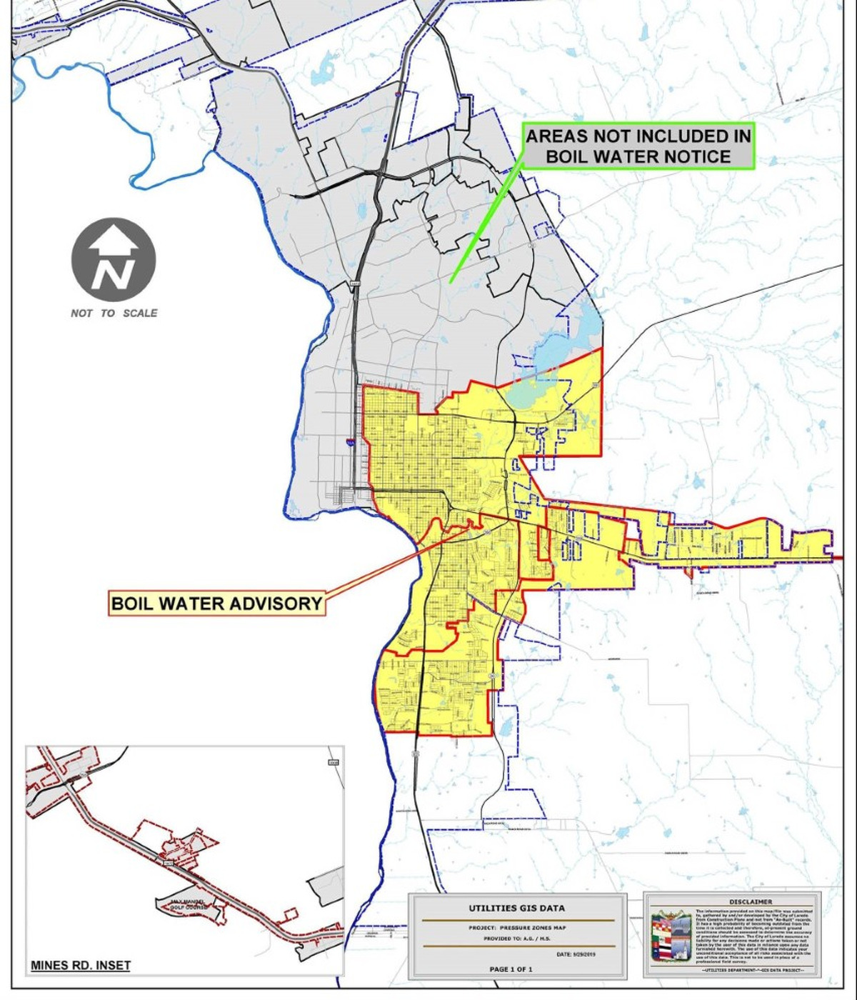 As of this afternoon, the area indicated in the map below has been lifted from the boil water notice. Residents who live in area in shaded in gray in the map below no longer need to boil their water. Everyone who lives in the area highlighted in yellow in the map below still needs to continue to boil their water until further notice.