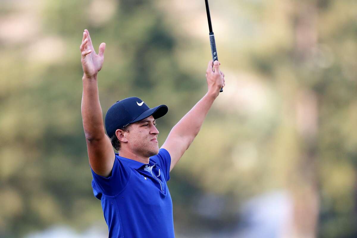 NAPA, CALIFORNIA - SEPTEMBER 29: Cameron Champ reacts to winning the final round of the Safeway Open at the Silverado Resort on September 29, 2019 in Napa, California. (Photo by Jonathan Ferrey/Getty Images)