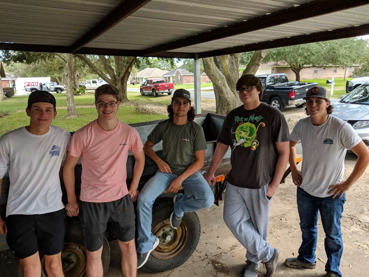 Left to right, East Chambers High School seniors Wyatt Meaux, Lance Devillier, Hunter Lindsey, Zach Tiner and Dusten Armentour