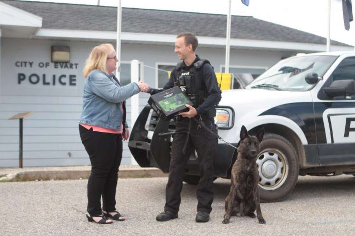 Evart Police Department K9 handler receives night vision goggles