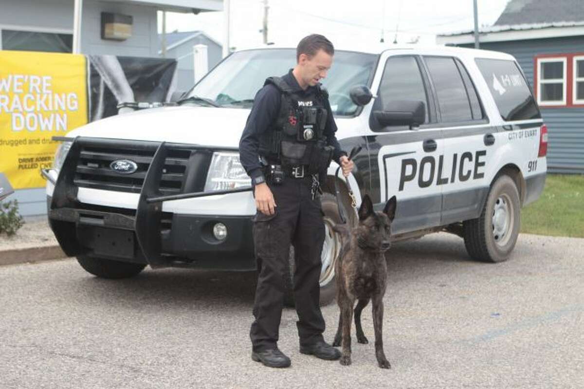 Evart Police Department K9 handler receives night vision goggles