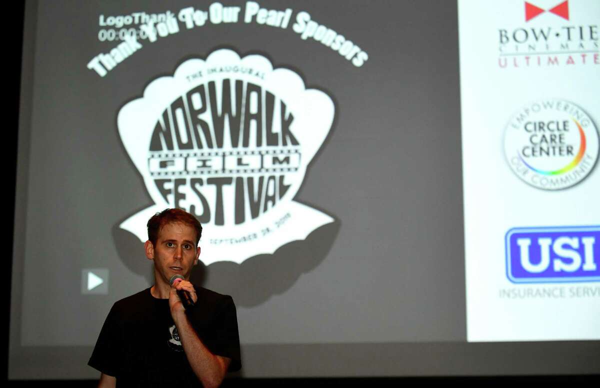 Nate Pancione announces the film at Norwalk Community College during The Norwalk Film Festival Saturday, Setember 28, 2019, in Norwalk, Conn.