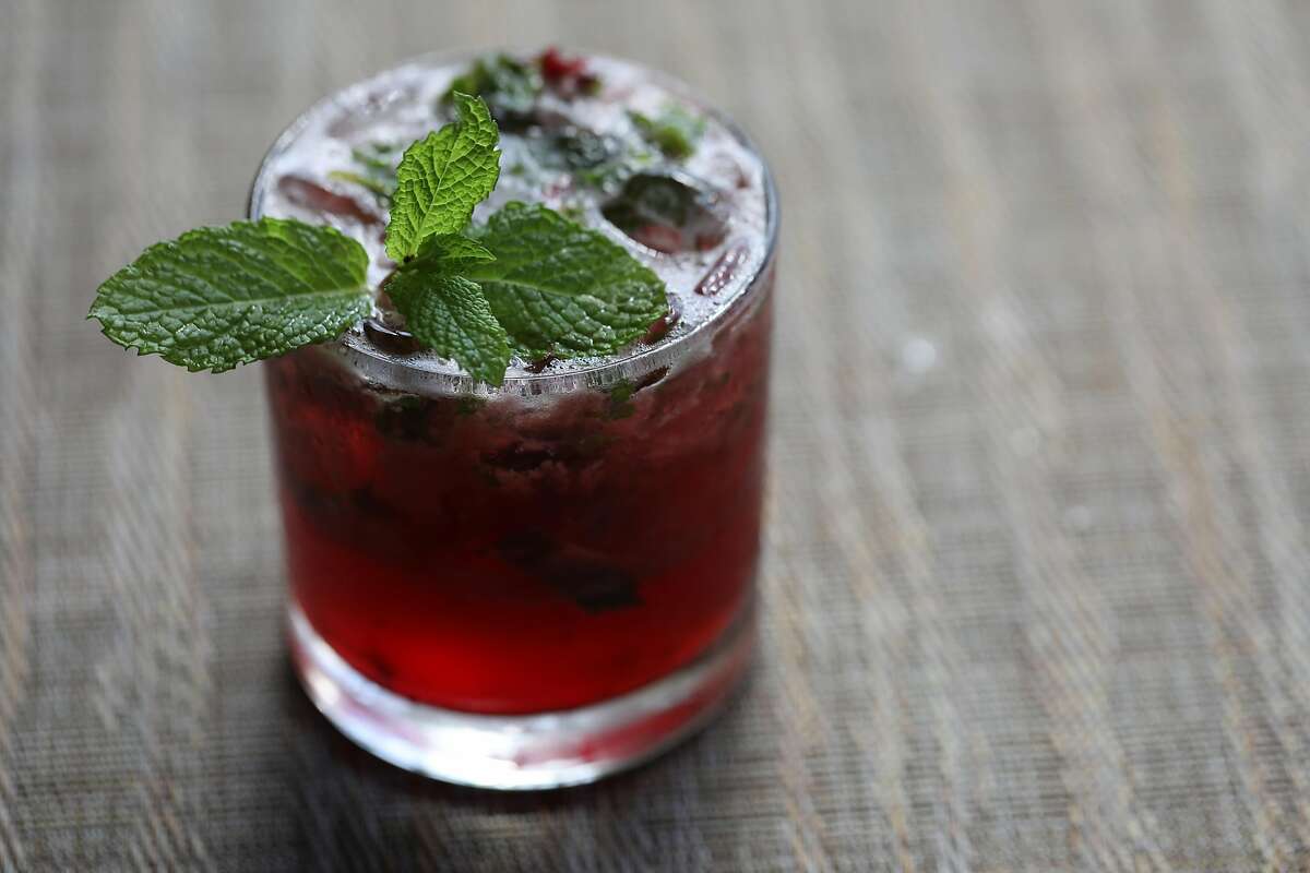 Summer cherry julep served at Greens on Thursday, Sept. 26, 2019, in San Francisco, Calif. Greens, a longstanding vegetarian restaurant is commemorating its 40-year anniversary this year