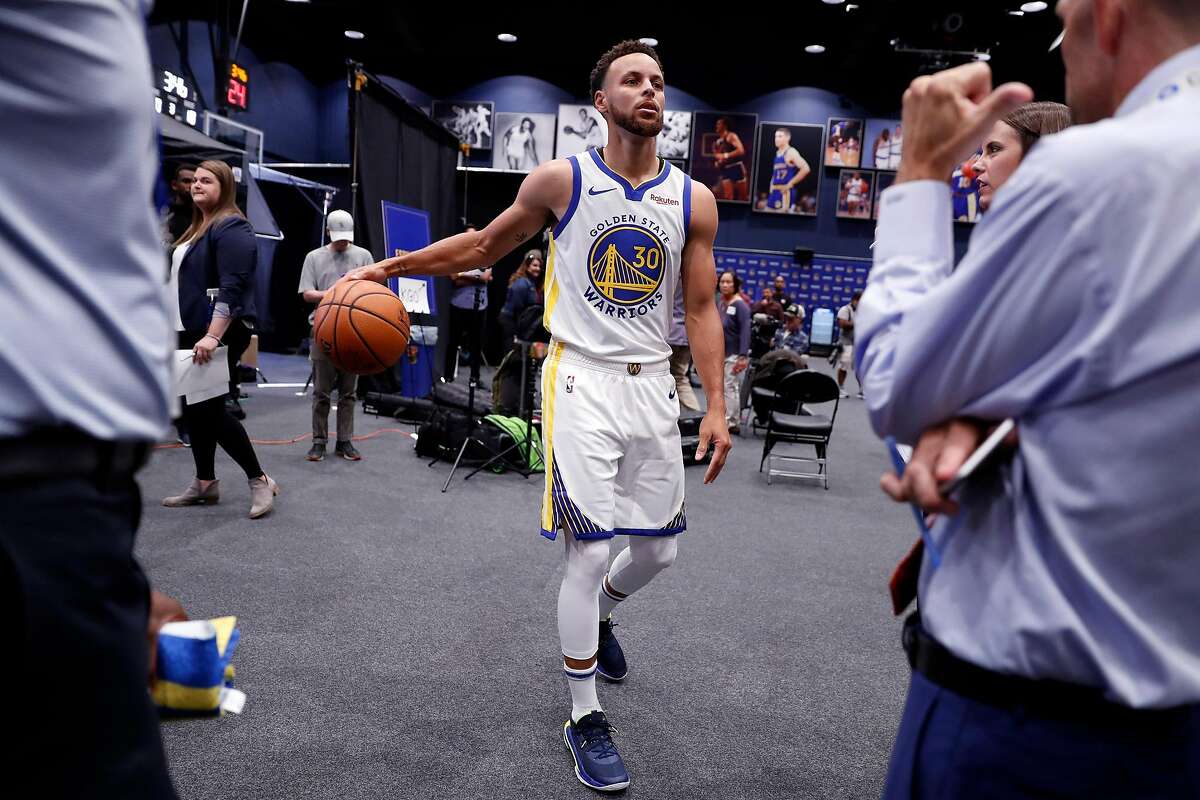 Golden State Warriors' Stephen Curry during media day at Chase Center in San Francisco, Calif., on Monday, September 30, 2019.