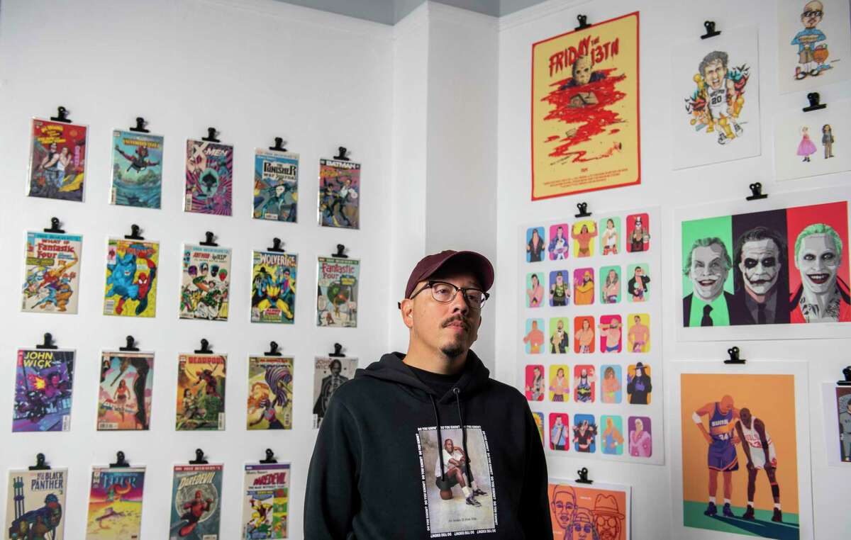 Shea Serrano’s downtown office houses more than a few of his favorite things, including movie pop art and comic books.