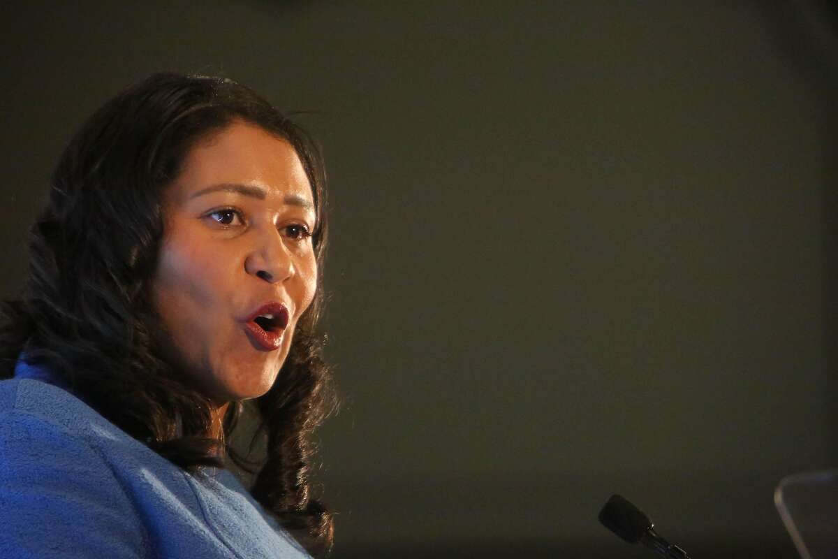 Mayor London Breed gives remarks during the Emily’s List annual luncheon fundraiser at the Fairmont Hotel on Friday, August 16, 2019 in San Francisco, CA.
