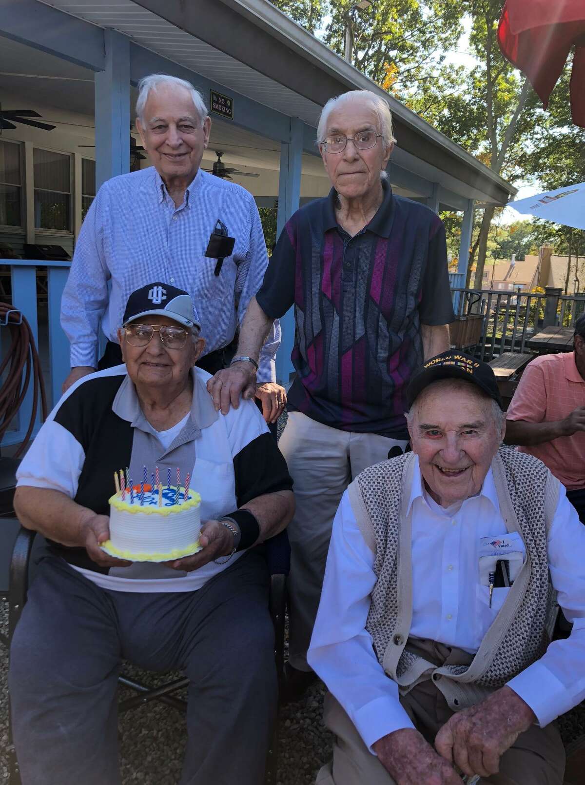The Shelton Republican Town Committee held its annual picnic at the American Legion Post #16 on Sunday, and as part of the festivities took time to honor (rear, from left) Joseph DeFilippo, Geno Bonitanibus, (front, from left) Steve Chuckta, Sr., and Roy Glover.