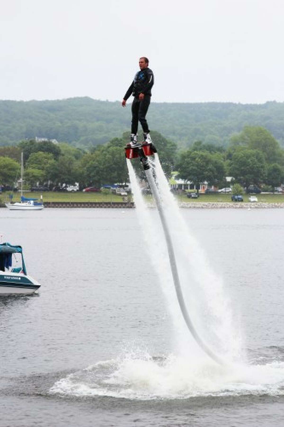 With a flyboard, people will be able to fly up to 40 feet into the air. The board can also let people swim like a dolphin through the water.