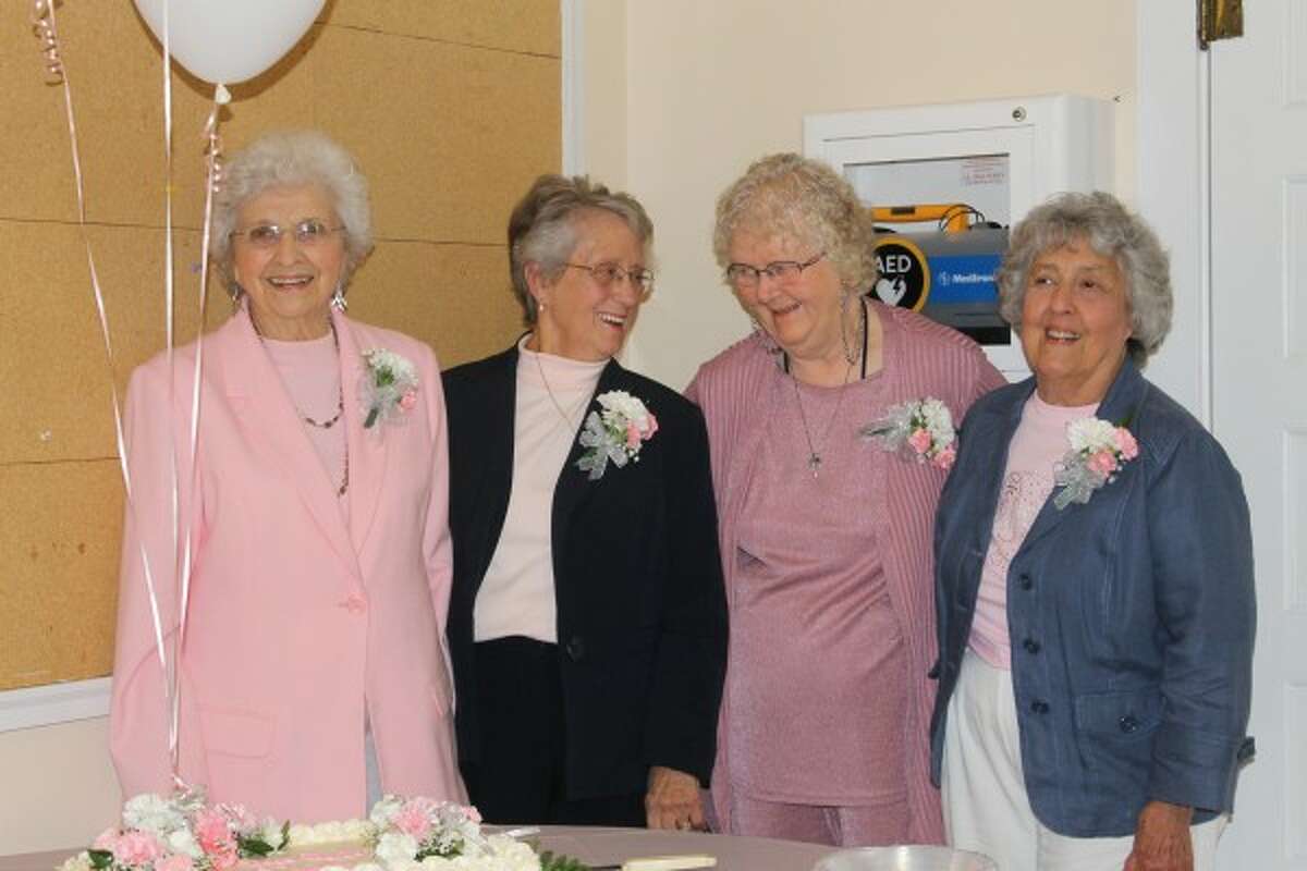 Founding members of the Jr. Clio Club pose together during the recent celebration of the club's 60th anniversary. Pictured (R-L): Eleanor Wall, Gerry Tompke, Carol Gentz and Joann Hilliard. (Justine McGuire/News Advocate)