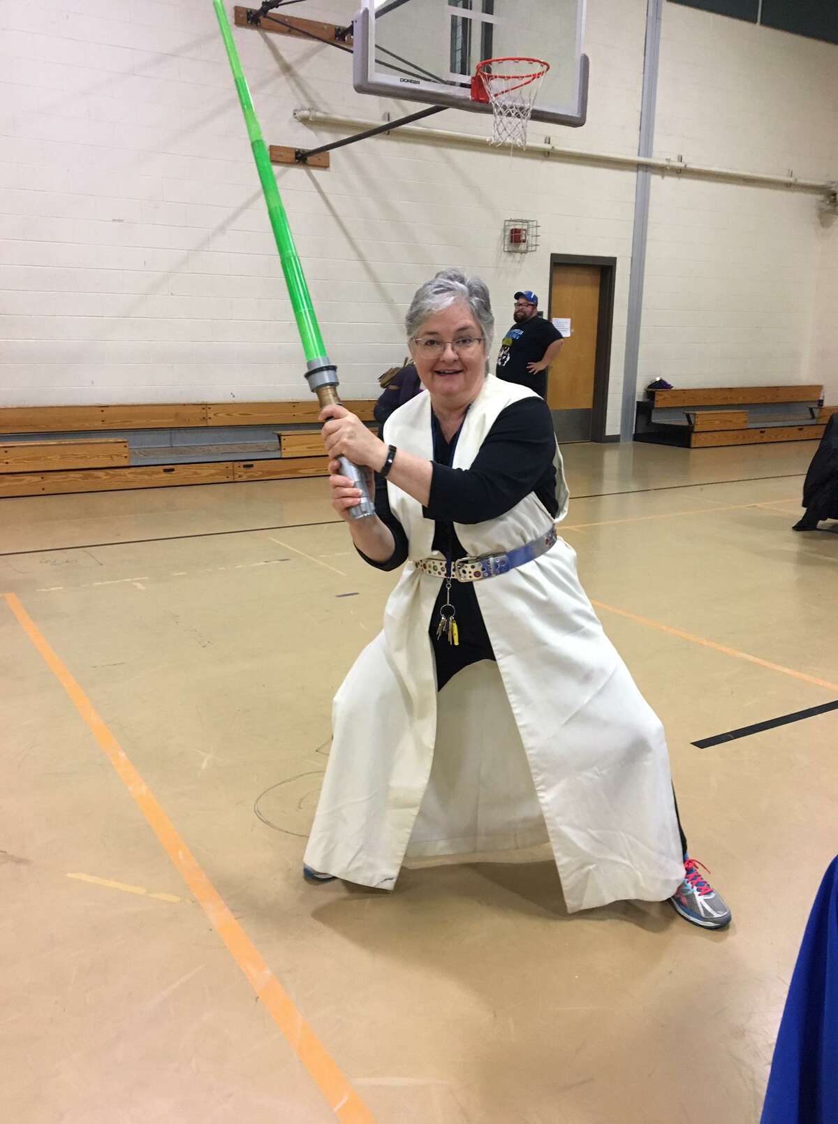 Andrea Boissevain, Director of Health for Stratford Health Department, gets into character at last years Star Wars themed flu clinic. Themed clinics have been a fun and interactive way to engage children and families while getting their flu vaccine.