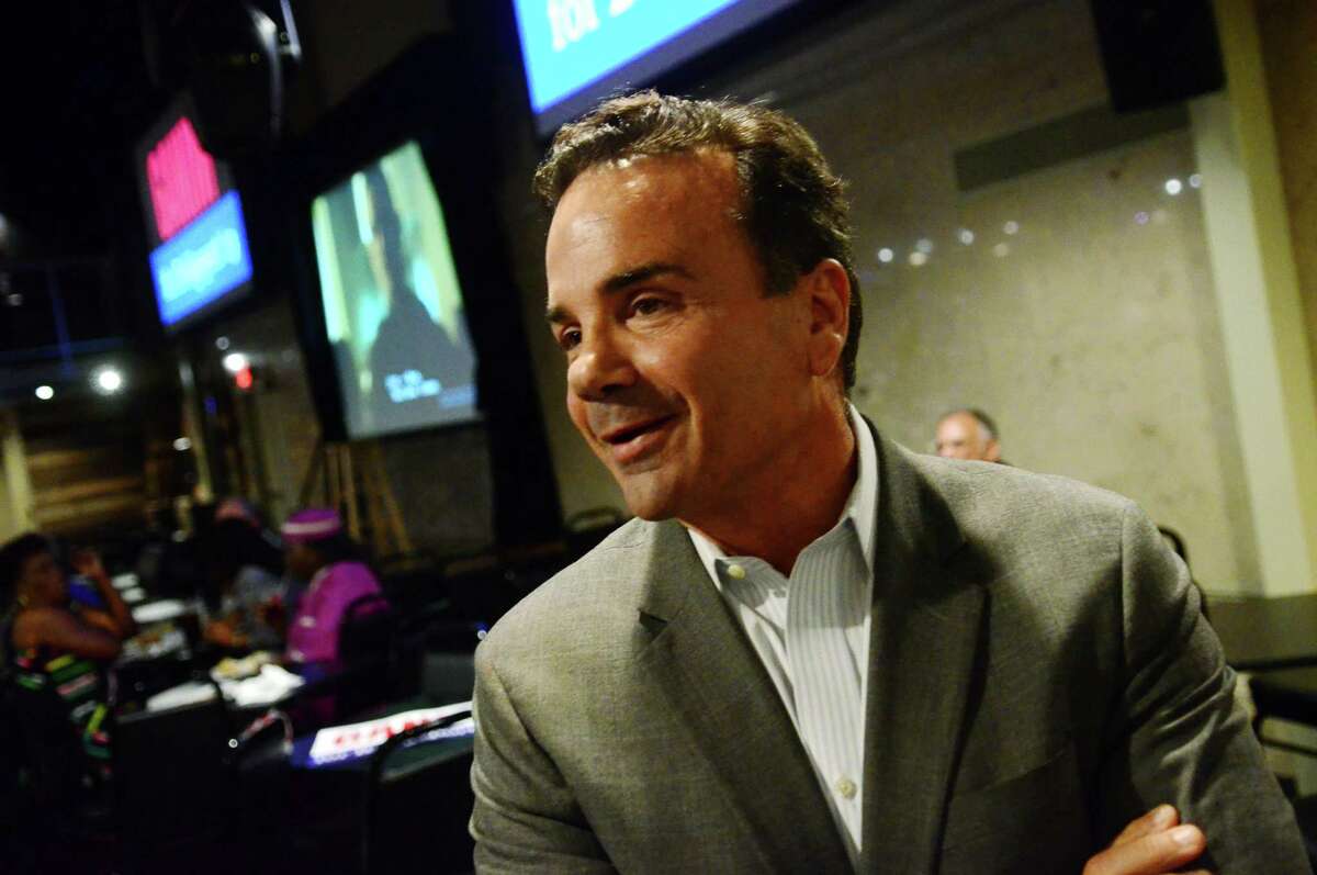 Mayor Joe Ganim holds a re-election fundraiser at the Stress Factory comedy club in Bridgeport on Oct. 2.