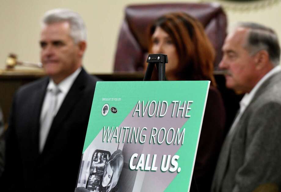 A new partnership with Rensselaer County and United Concierge Medicine to provide CDPHP Medicaid members with an alternative service to the emergency room was announced on Thursday, Oct. 3, 2019, at the Rensselaer County office building in Troy, N.Y. ER Anywhere is a virtual healthcare app powered by United Concierge Medicine which allows patients to connect with emergency medical providers 24/7 for consultation and advice. (Will Waldron/Times Union) Photo: Will Waldron, Albany Times Union / 40047948A