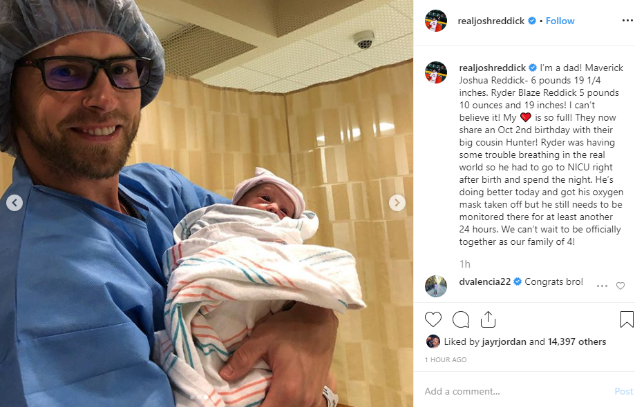 Astros' Josh Reddick, wife Jett have twins Wednesday night